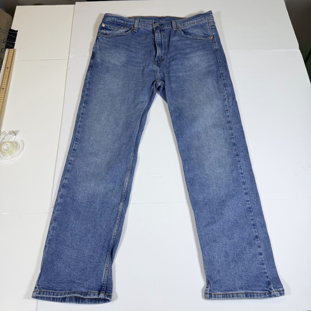 Levi's 505 Jeans Mens 36x30 Blue Denim Faded Stretch Red Tab Boho Straight Leg